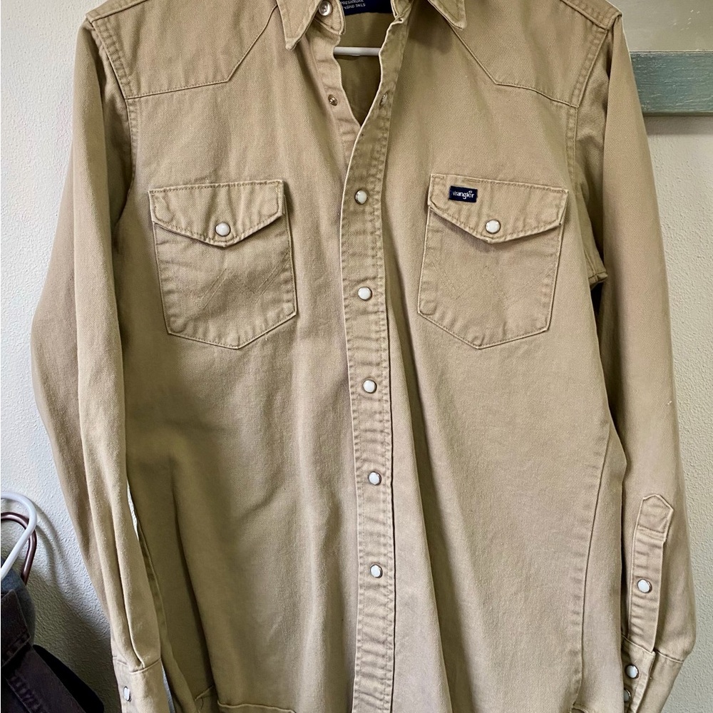 Vtg 90s Wrangler Pearl Snap XLong Tails Western Shirt Men's Size Medium